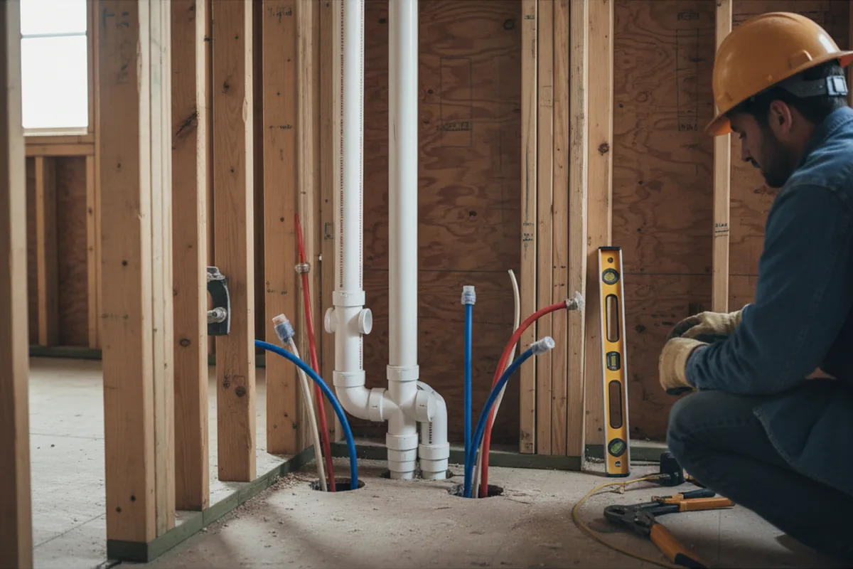 Drain and supply rough-in during Leak Detection in Hazleton